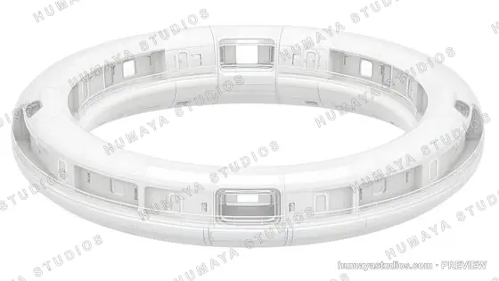 Futuristic Space Station Ring Module 3D Model Render