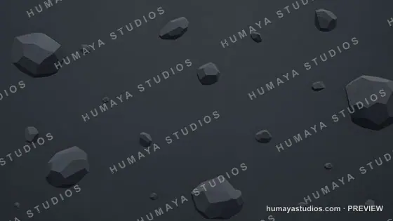 Low poly asteroids floating in dark space background