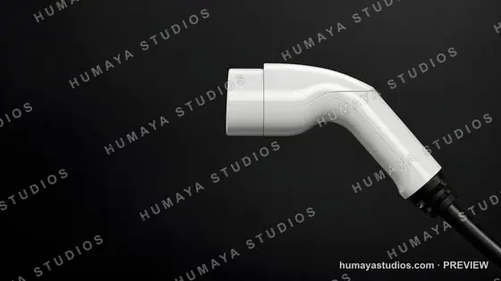 White EV Charging Cable Nozzle on Dark Background