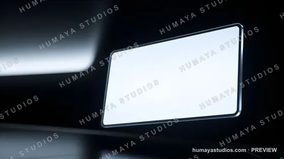 Modern Digital Display Screen Mockup with Glowing White Interface