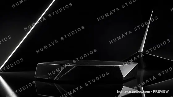 Black Marble Podium Stand for Product Showcase in Minimalist Studio