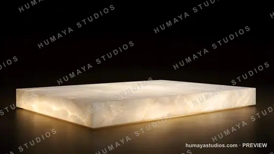 Illuminated Marble Pedestal Podium Showcase on Dark Background