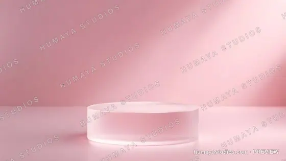Pink Glass Podium on Monochromatic Background for Product Display