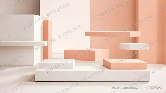 Minimalist geometric podiums for product display with pastel colors