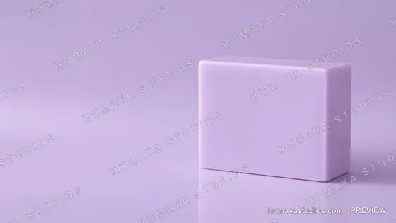 Minimalist purple rectangular pedestal on matching background