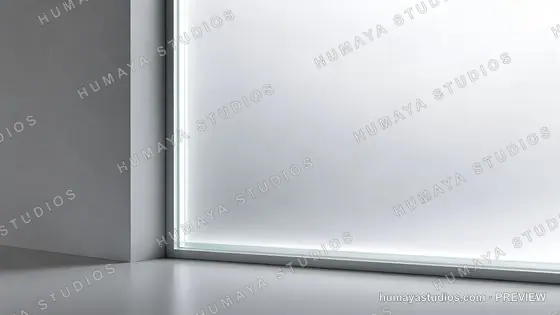 Modern minimal interior corner with frosted glass window
