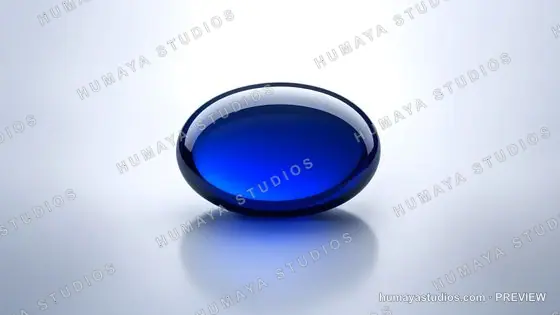 Blue Glass Pill or Capsule on Light Background