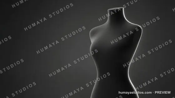 Black Mannequin Torso with Rim Lighting on Dark Background