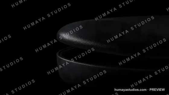 Sleek black textured case open on dark background