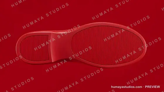 Red Shoe Sole on Red Background
