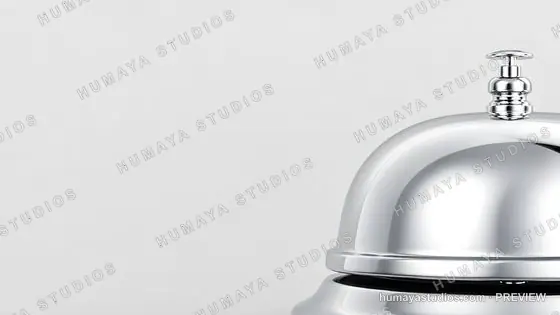 Chrome Hotel Service Bell on White Background