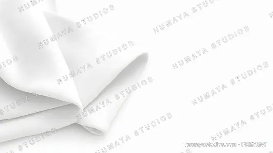 White Silk Fabric Folded with Smooth Waves and Copy Space