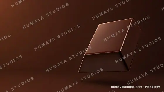Floating Chocolate Piece on Brown Background