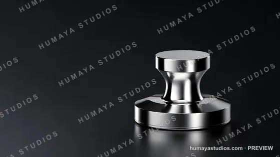 Polished Silver Coffee Tamper on Dark Reflective Surface
