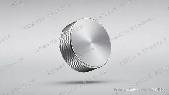 Metallic Volume Knob Isolated on White Background