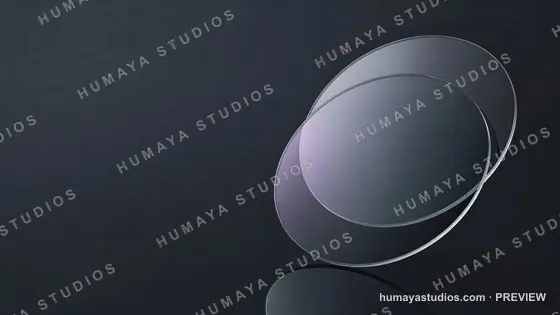 Glass optical lenses stacked on dark background, technology concept