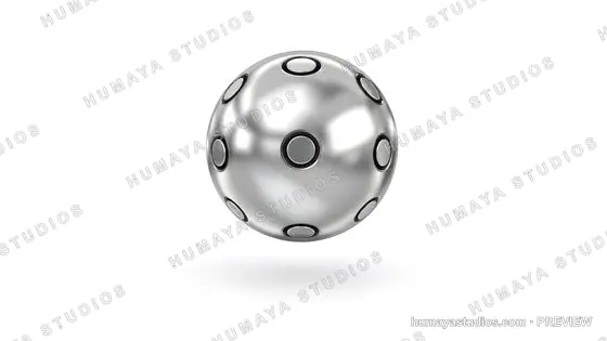 Metallic orb with futuristic circular patterns and sleek surface