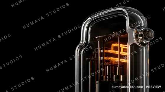 Glass Vacuum Tube with Glowing Filament