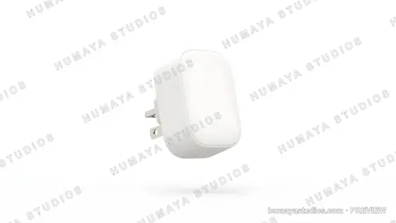Minimalist White Wall Plug Adapter on Isolated Background