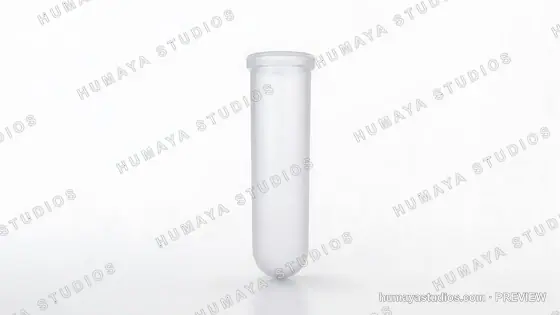 Empty transparent test tube on clean white background