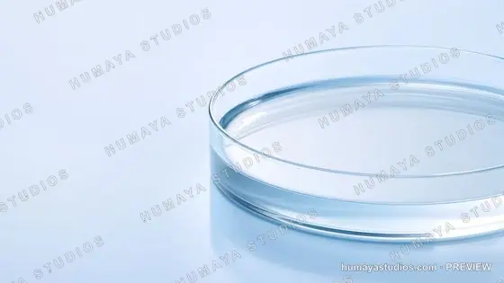 Glass Petri Dish with Clear Liquid for Laboratory Research