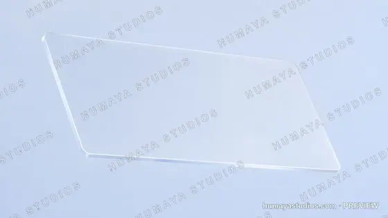 Transparent Glass Card Mockup Floating on Pastel Blue Background