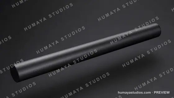 Black Cylinder Bar Geometric Shape on Dark Background