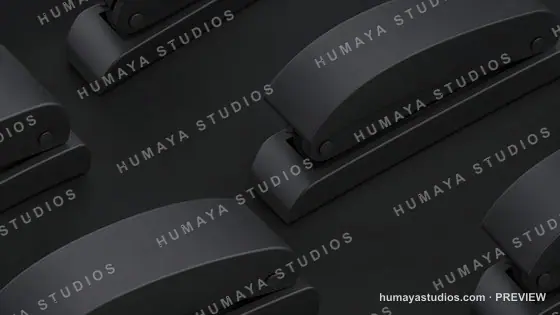 Minimalist Black Staplers Aligned on Dark Surface