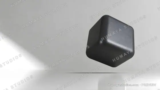 Floating Black Rounded Cube Minimalist 3D Render