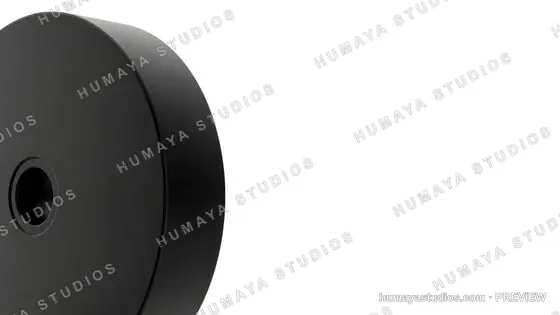 Modern Black Disc Object with Center Hole on White