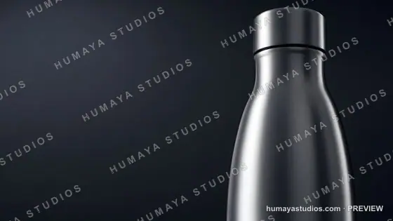 Metal Water Bottle on Dark Background