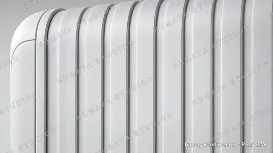 Modern White Ribbed Suitcase Surface with Vertical Grooves