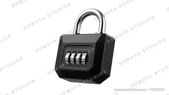 Modern combination padlock isolated on white background