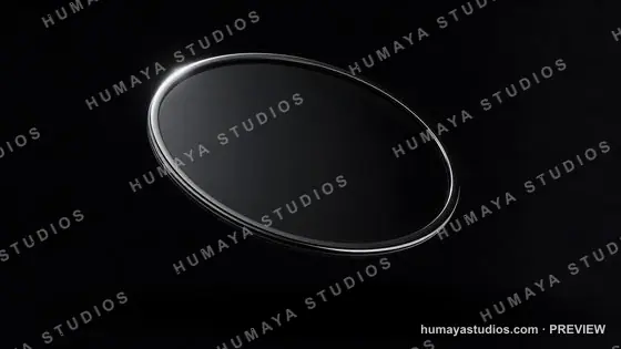 Sleek Metallic Ring Frame Floating in Dark Studio Setting