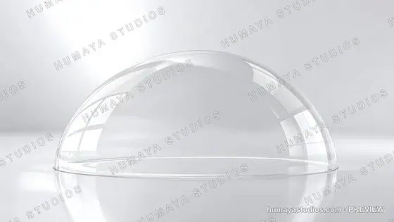 Glass Dome on Reflective Surface