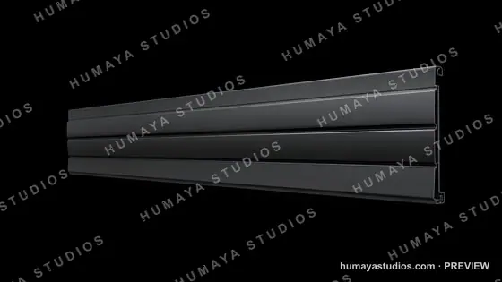 Black Roller Shutter Slat Profile Product Render