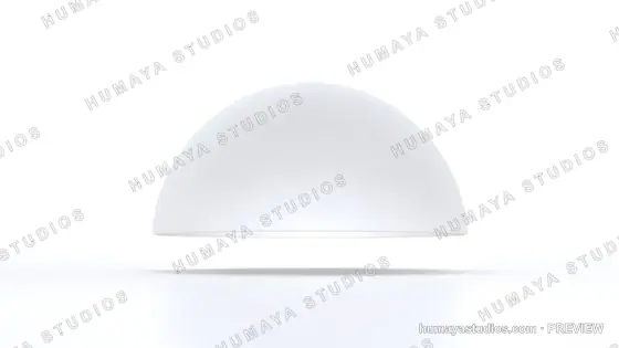 White Hemisphere Dome Isolated on Pure White Background