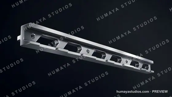 Metallic architectural profile on dark background
