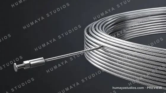 Rolled Steel Wire Rope with Fitting Hook on Dark Background