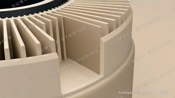 Beige Architectural Heat Sink Fin Structure Close Up