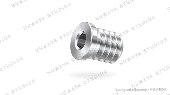 Metal hex socket head screw plug isolated on white background