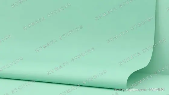 Mint green paper backdrop with curved sweep studio display