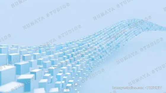Abstract Wave of Blue Cubes in 3D Motion Graphic Background