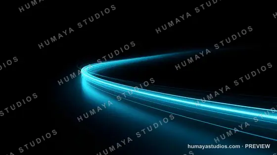 Neon Blue Light Trails Abstract Background