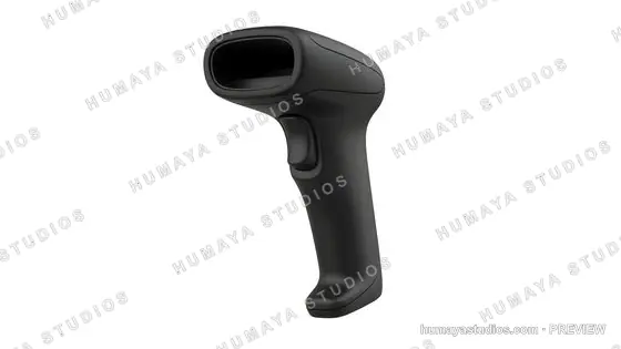 Modern black barcode scanner isolated on white background