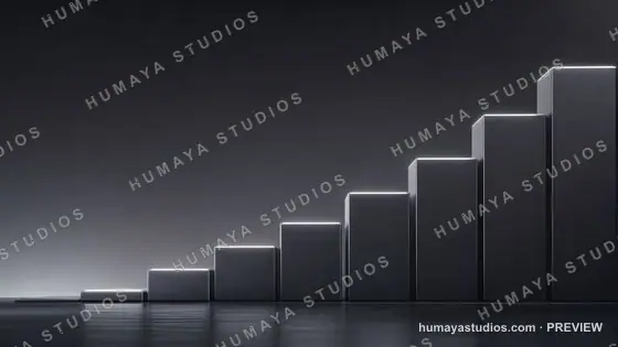 Modern 3D Bar Graph Showing Business Growth and Financial Success