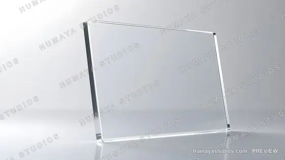 Transparent Acrylic Glass Panel on Reflective Surface