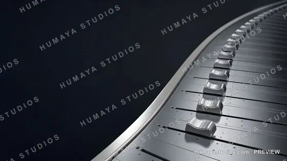 Audio Mixing Console Slider Faders in Curved Modern Design