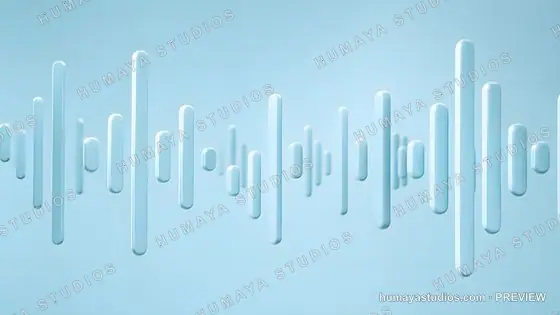 Audio Wave Equalizer 3D Render on Blue Background