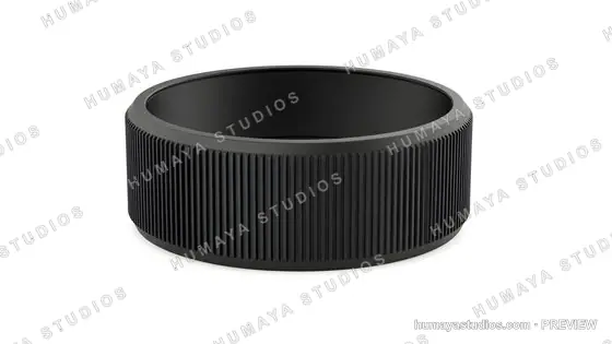 Black ribbed metallic ring isolated on white background